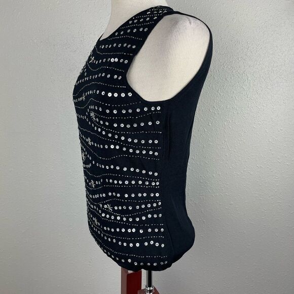 NWT Methode Sleeveless Sequined Black Top Size M - Picture 4 of 8